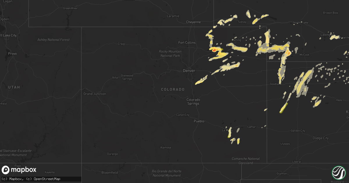 Hail map in Colorado on August 7, 2015