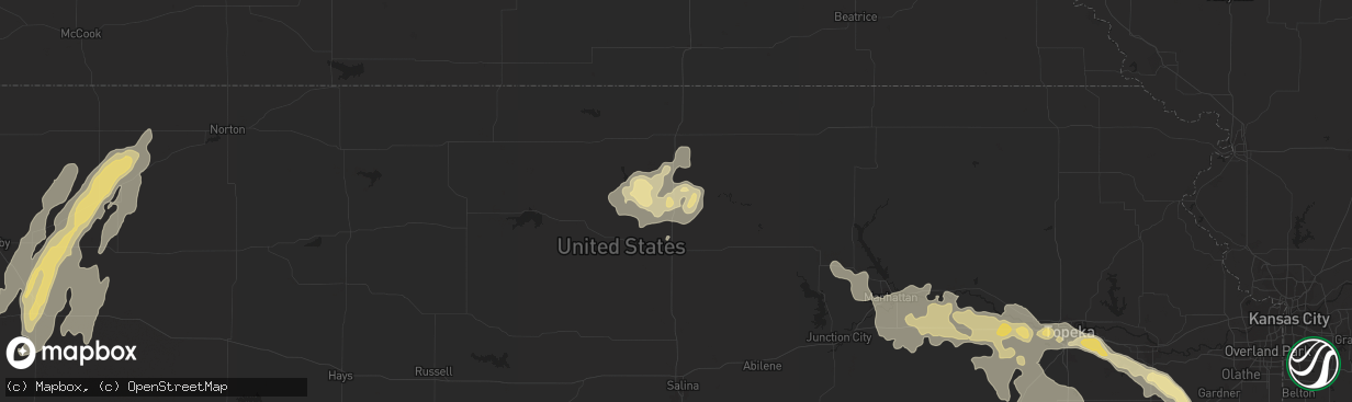 Hail map in Concordia, KS on August 7, 2015