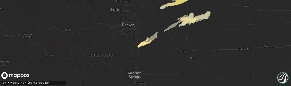 Hail map in Elizabeth, CO on August 7, 2015