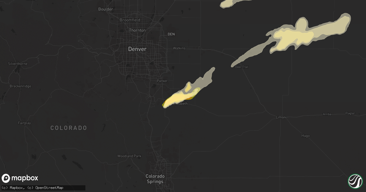 Hail map in Elizabeth, CO on August 7, 2015
