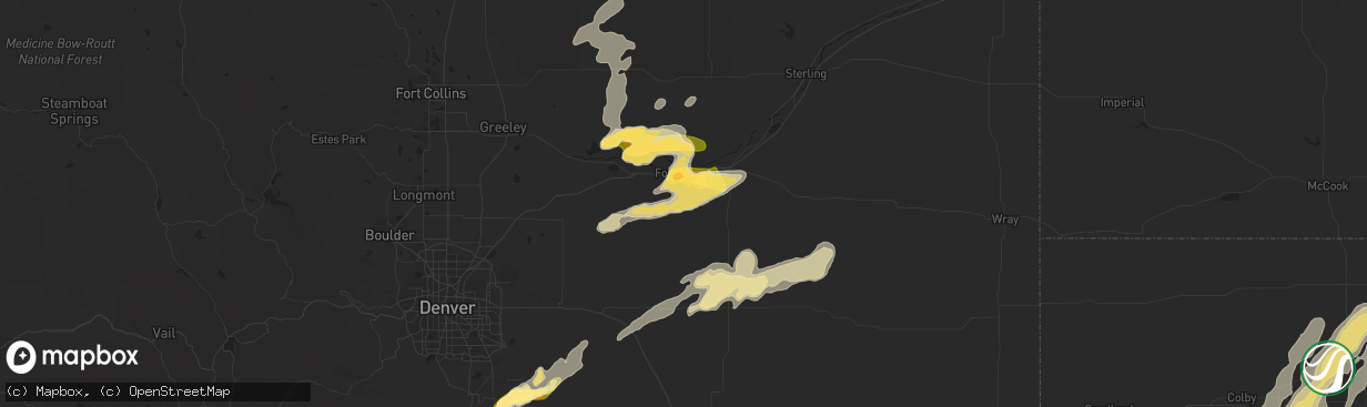 Hail map in Fort Morgan, CO on August 7, 2015