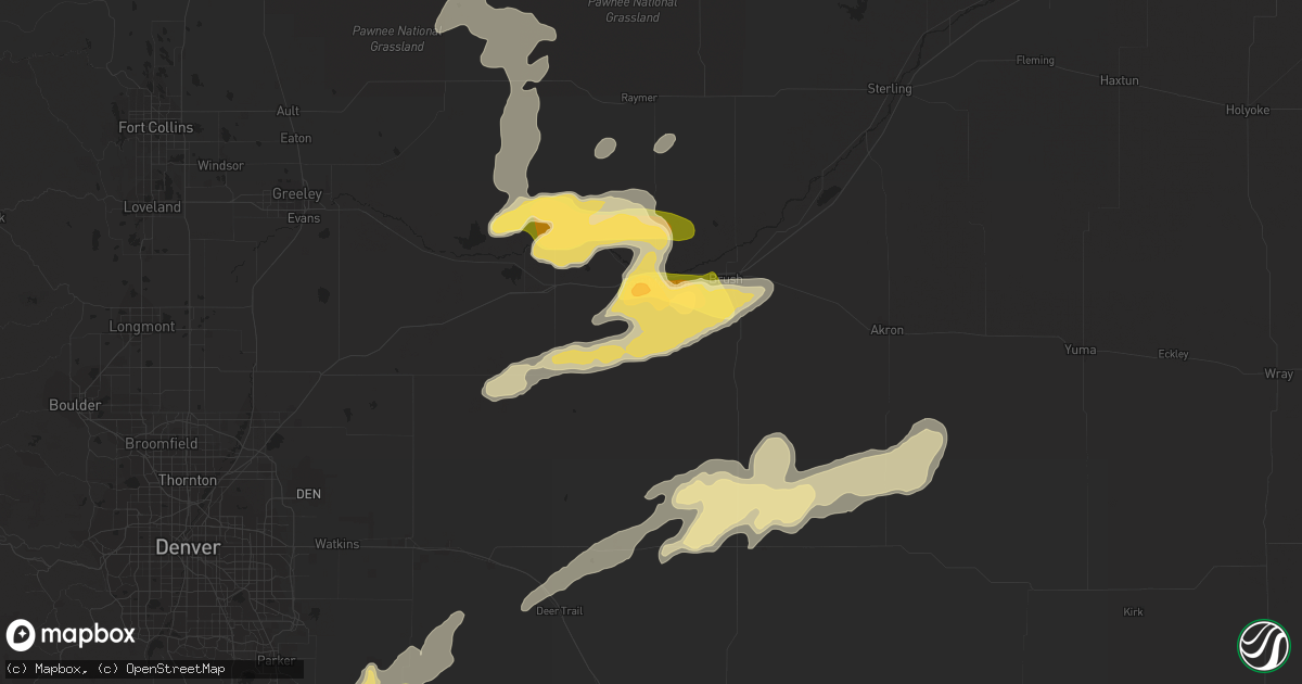 Hail map in Fort Morgan, CO on August 7, 2015