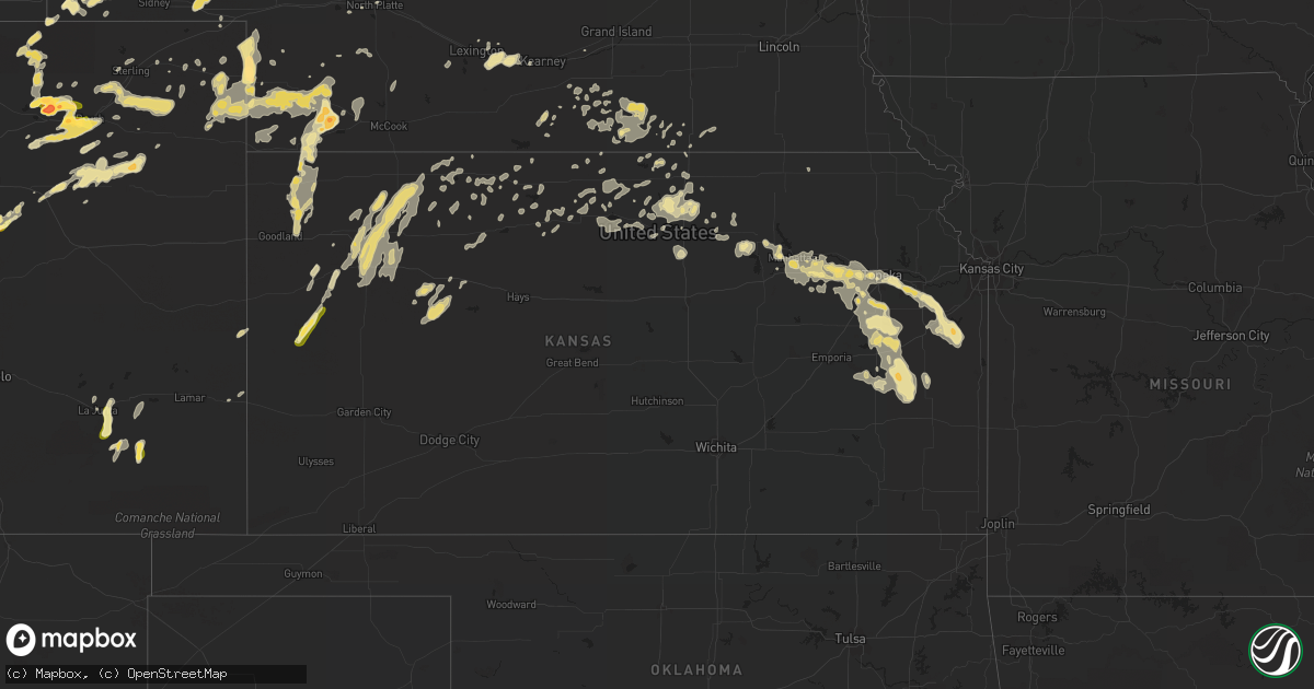 Hail map in Kansas on August 7, 2015