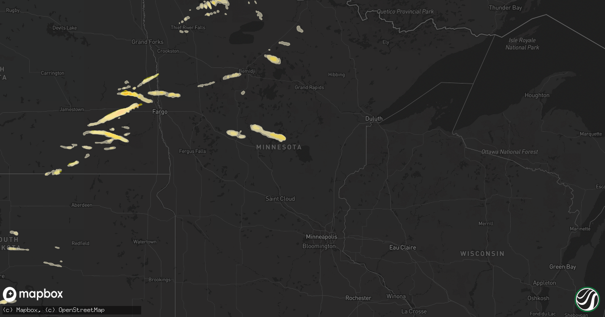 Hail map in Minnesota on August 7, 2015