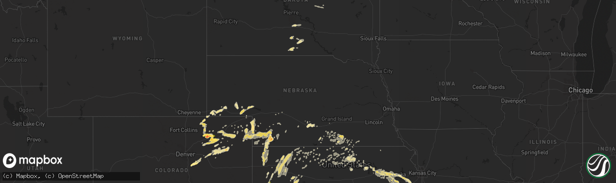 Hail map in Nebraska on August 7, 2015