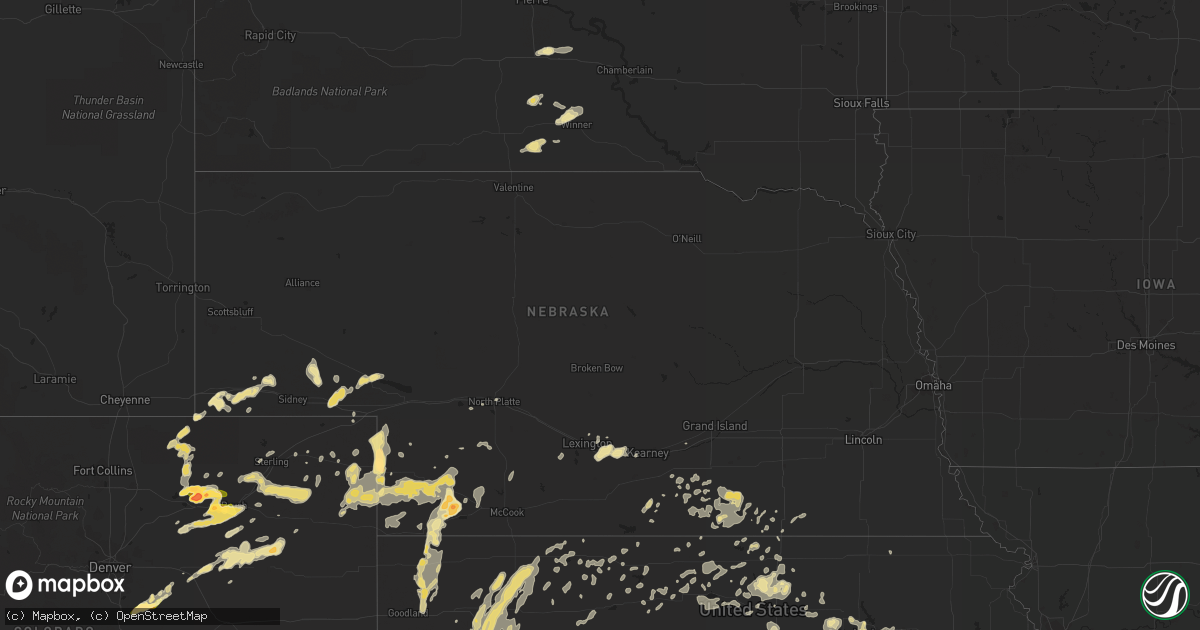 Hail map in Nebraska on August 7, 2015