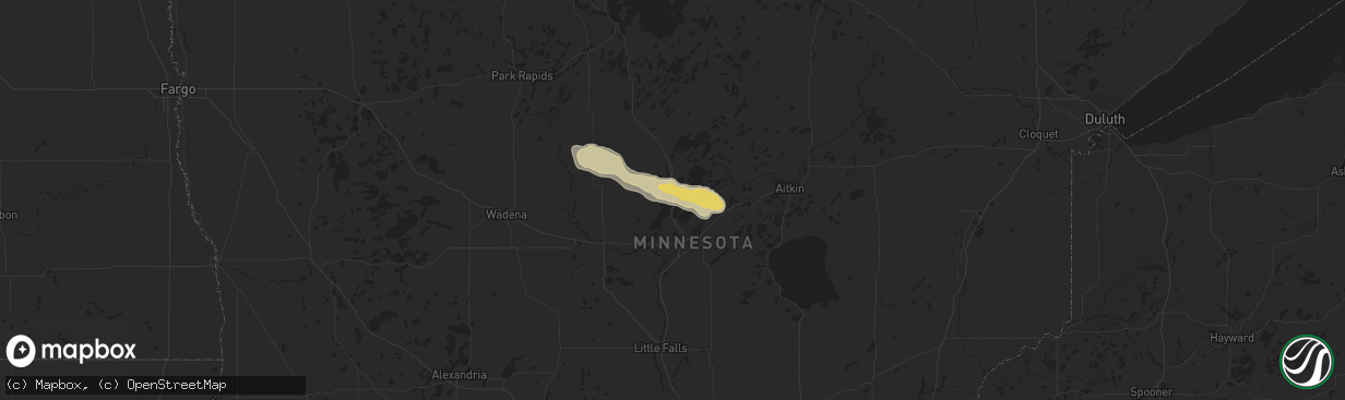 Hail map in Nisswa, MN on August 7, 2015