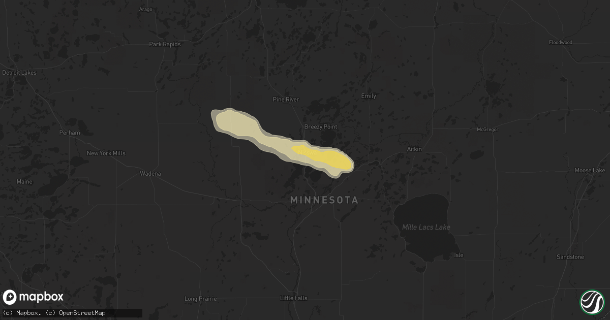 Hail map in Nisswa, MN on August 7, 2015