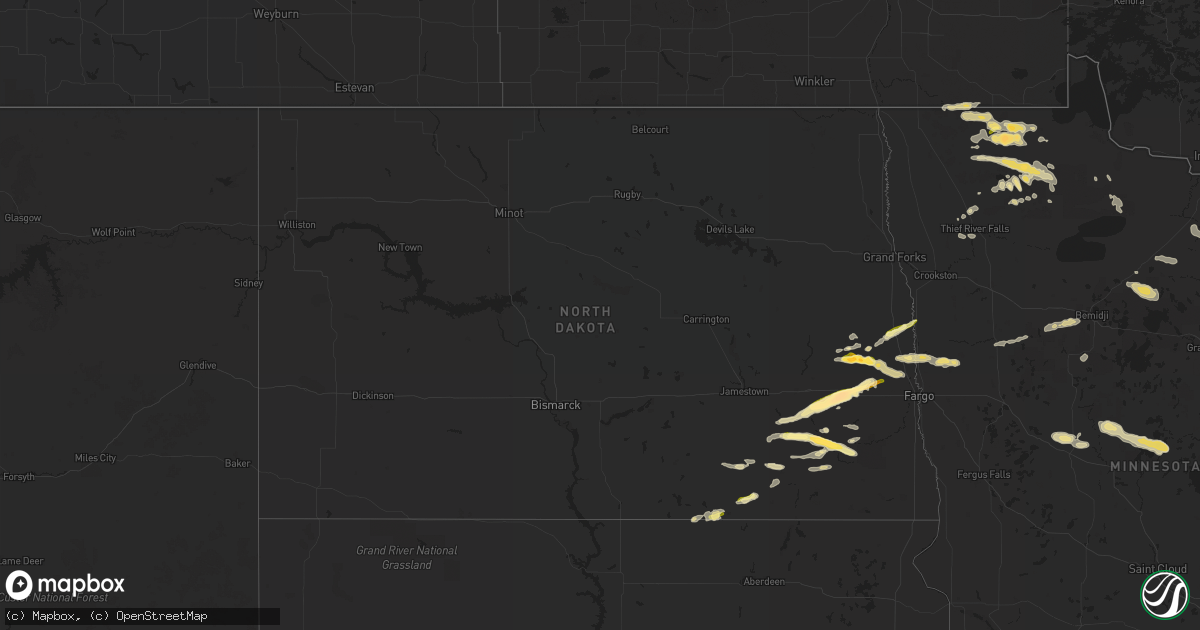 Hail map in North Dakota on August 7, 2015
