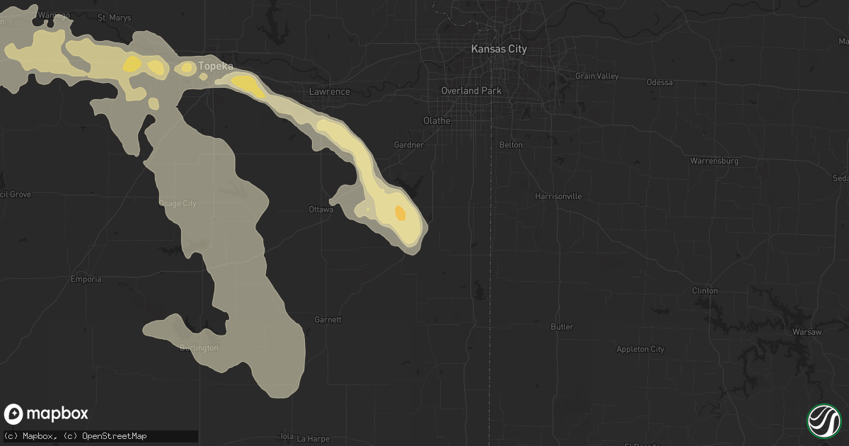 Hail map in Paola, KS on August 7, 2015