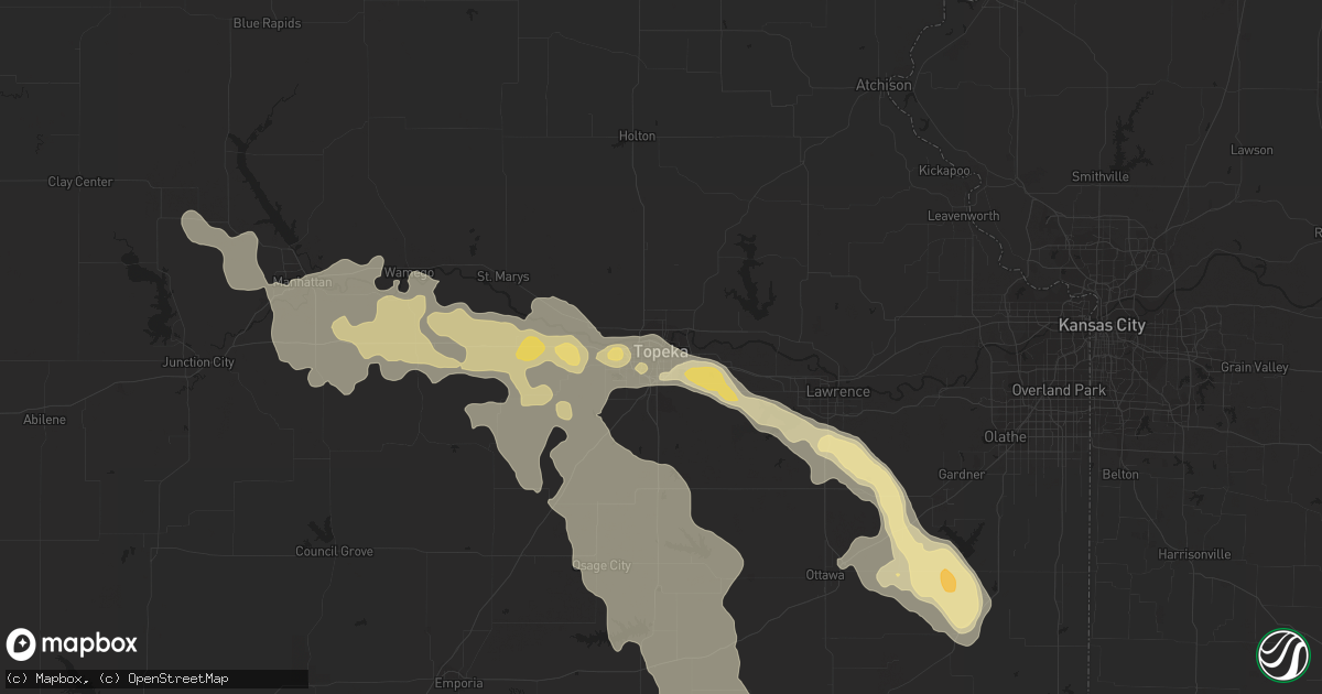 Hail map in Topeka, KS on August 7, 2015