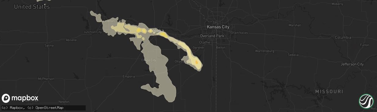 Hail map in Wellsville, KS on August 7, 2015