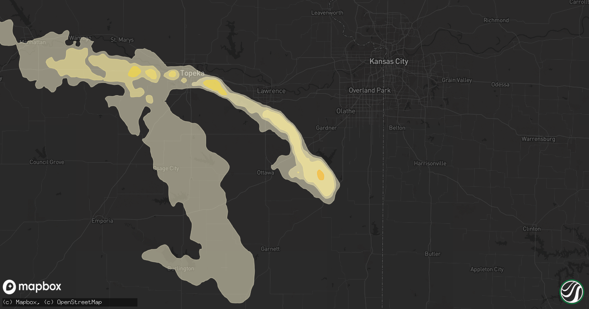 Hail map in Wellsville, KS on August 7, 2015