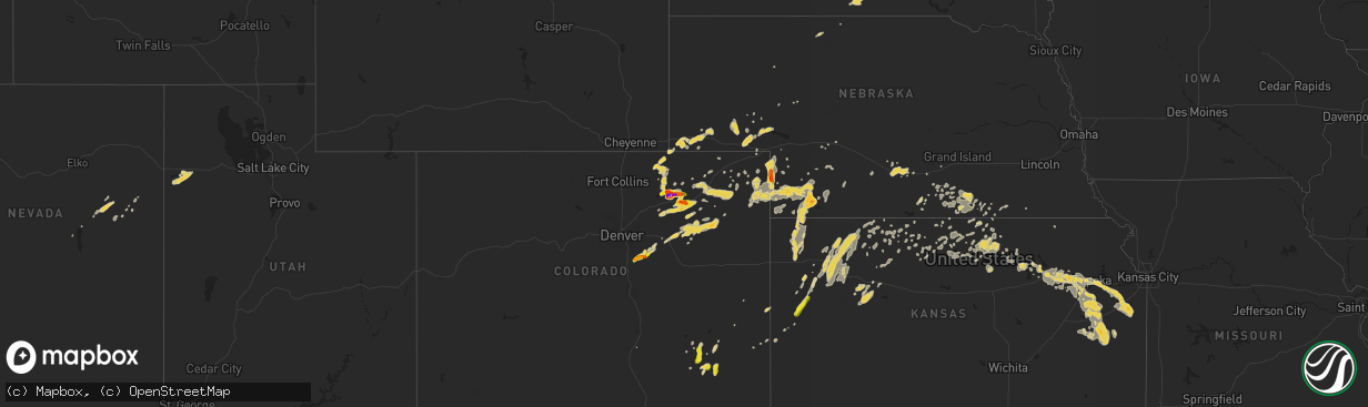 Hail map on August 7, 2015