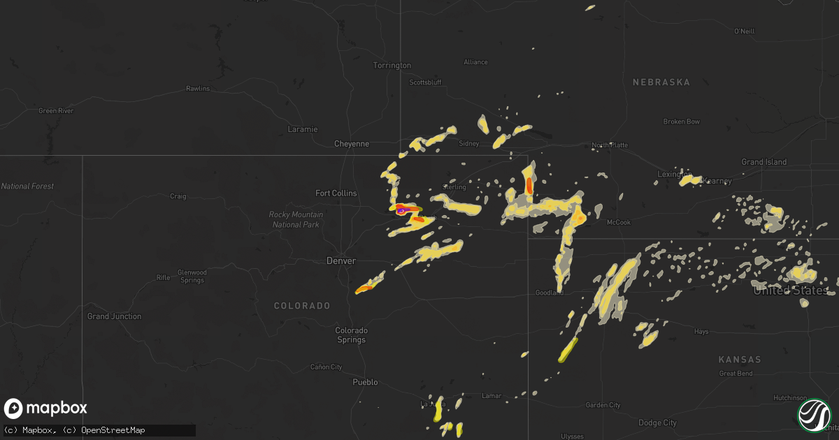 Hail map on August 7, 2015