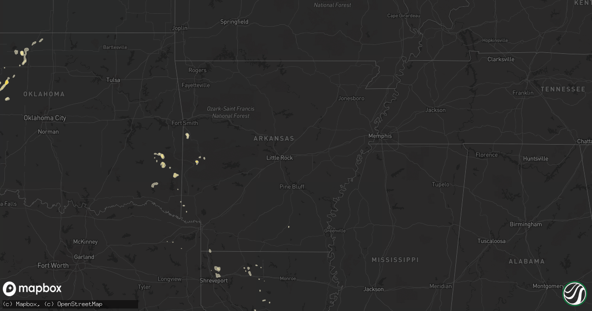 Hail map in Arkansas on August 7, 2016