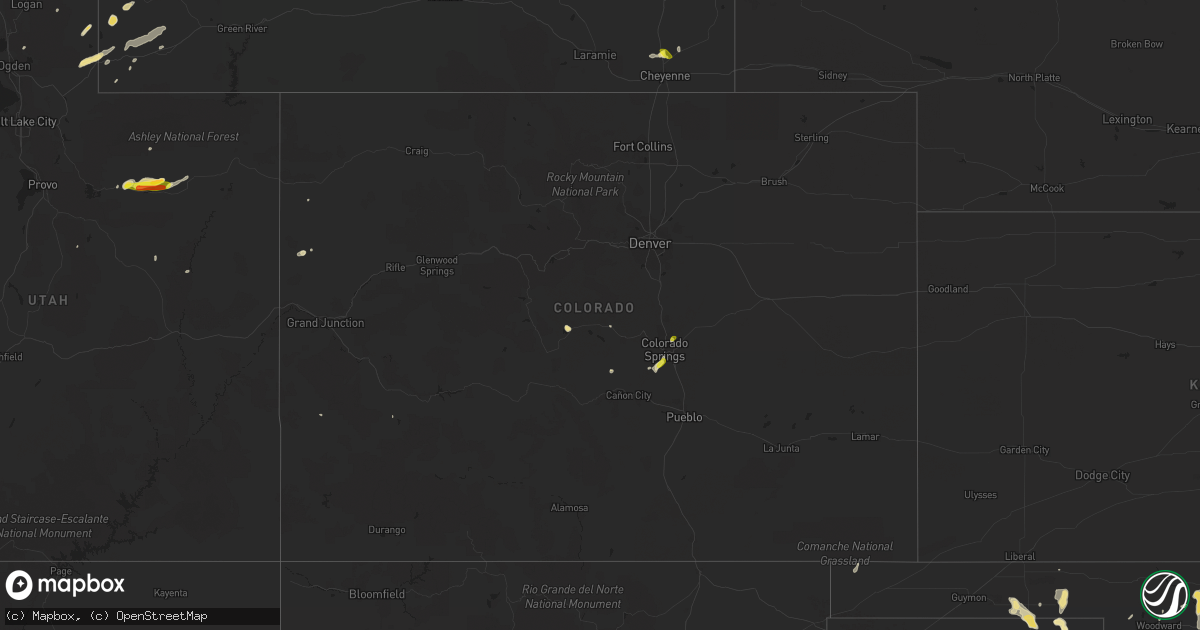 Hail map in Colorado on August 7, 2016