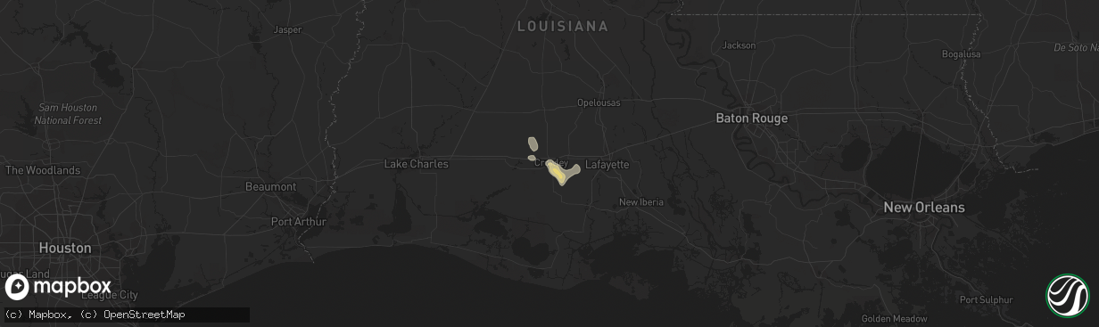 Hail map in Crowley, LA on August 7, 2016