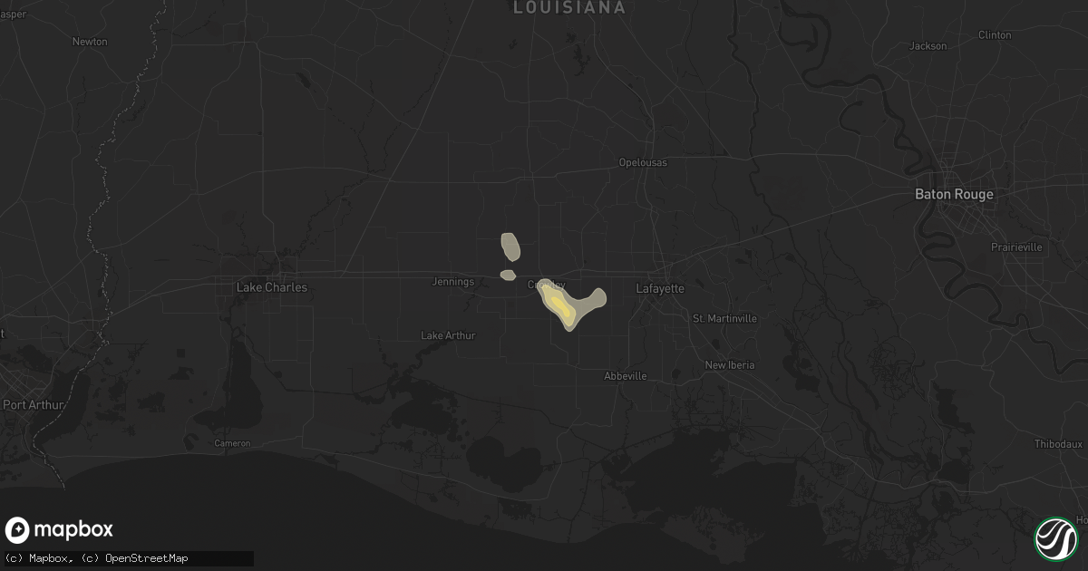 Hail map in Crowley, LA on August 7, 2016