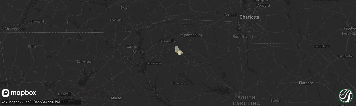 Hail map in Fountain Inn, SC on August 7, 2016