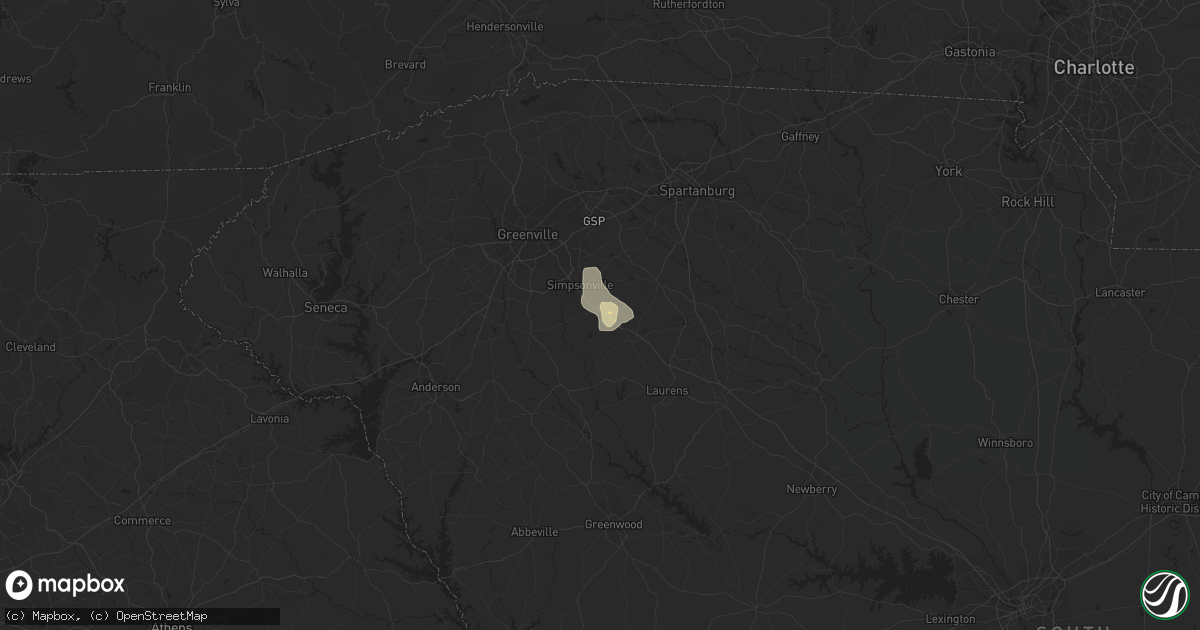 Hail map in Fountain Inn, SC on August 7, 2016