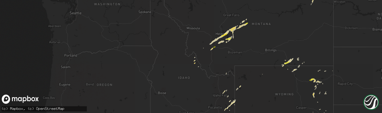 Hail map in Idaho on August 7, 2016