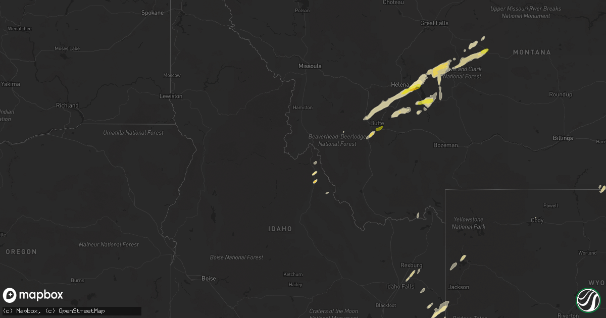 Hail map in Idaho on August 7, 2016