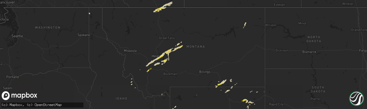 Hail map in Montana on August 7, 2016