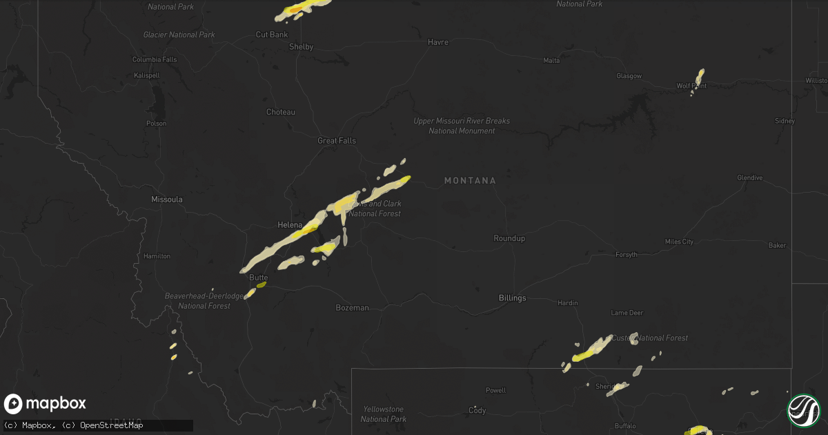 Hail map in Montana on August 7, 2016