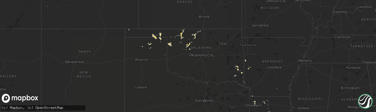 Hail map in Oklahoma on August 7, 2016