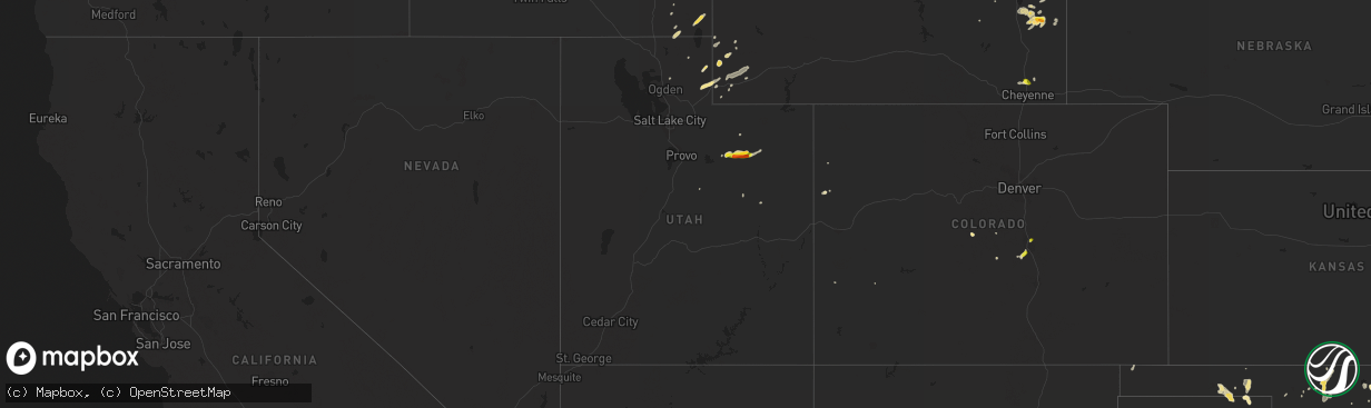 Hail map in Utah on August 7, 2016