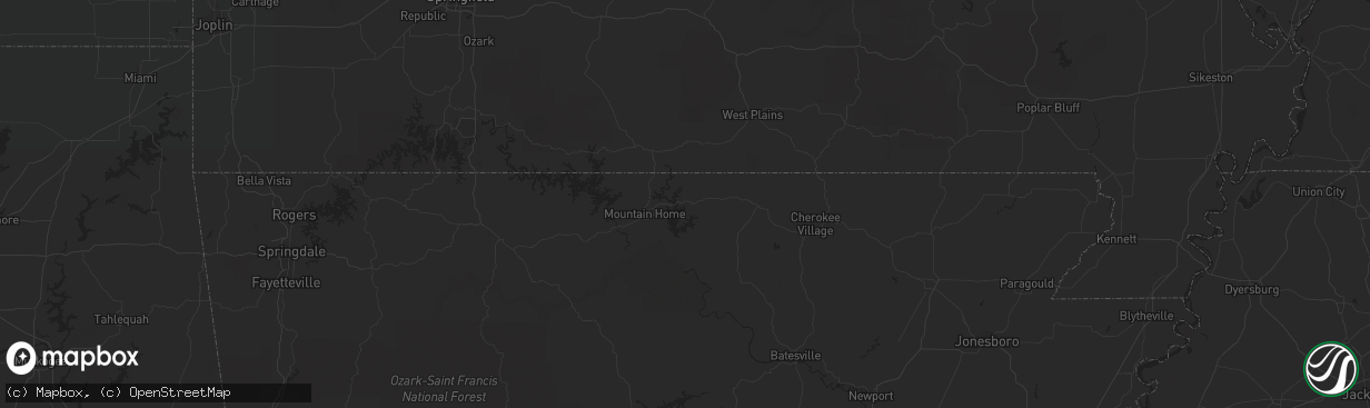 Hail map in Huntsville, TX on August 7, 2017