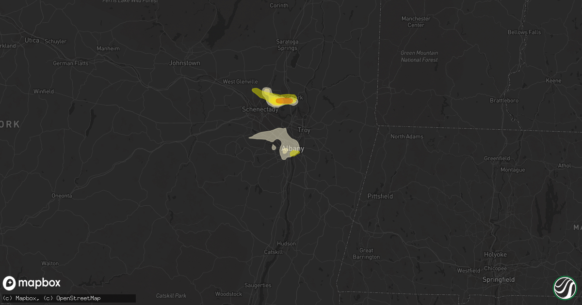 Hail map in Albany, NY on August 7, 2018