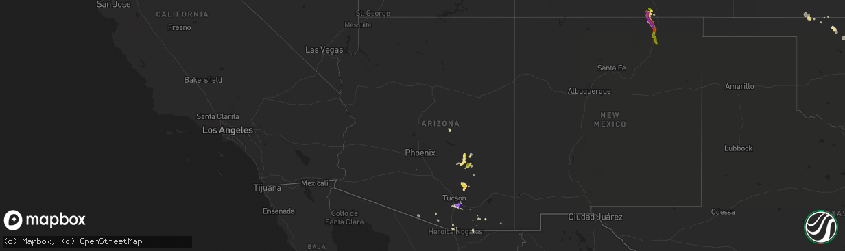 Hail map in Arizona on August 7, 2018