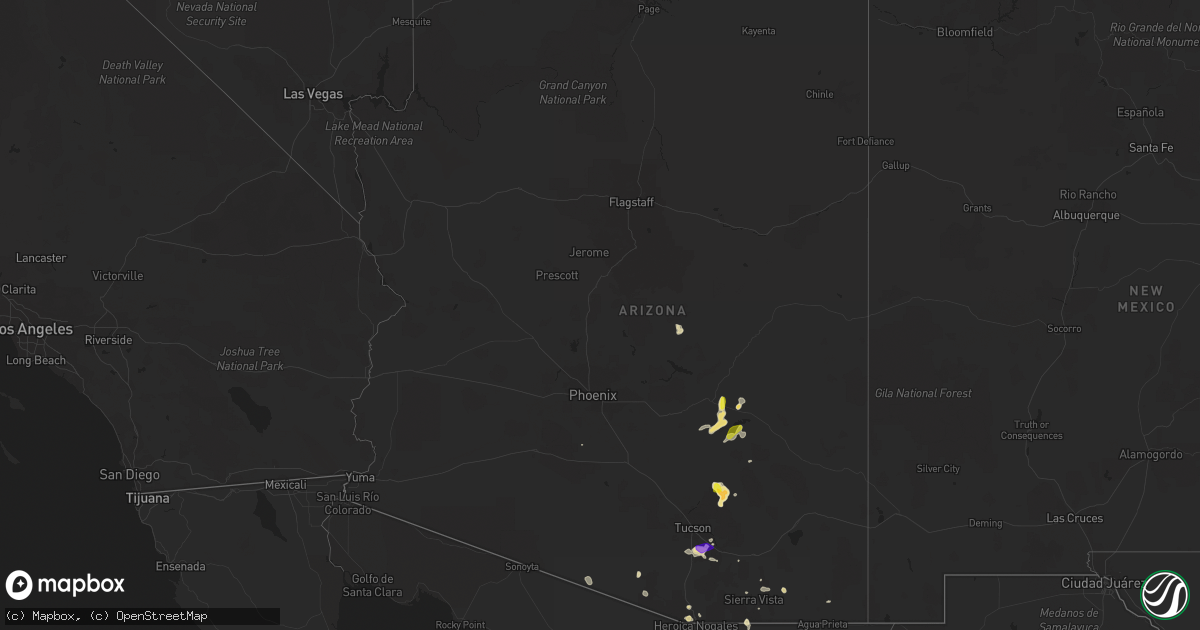 Hail map in Arizona on August 7, 2018