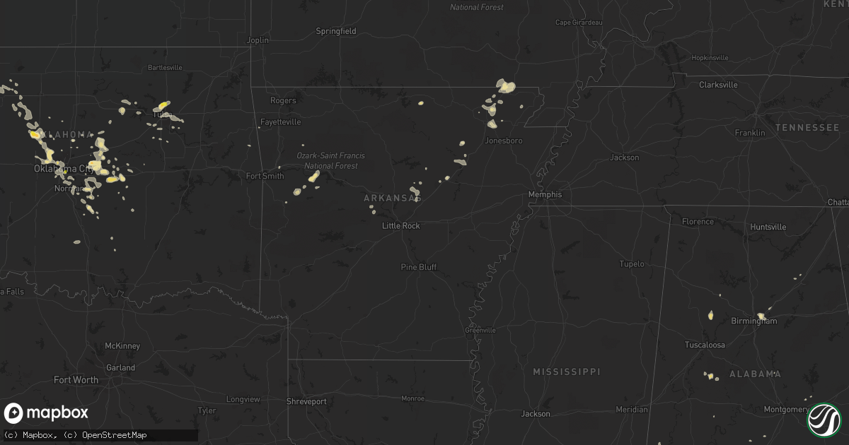 Hail map in Arkansas on August 7, 2018