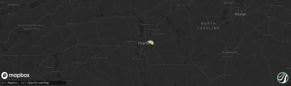 Hail map in Charlotte, NC on August 7, 2018