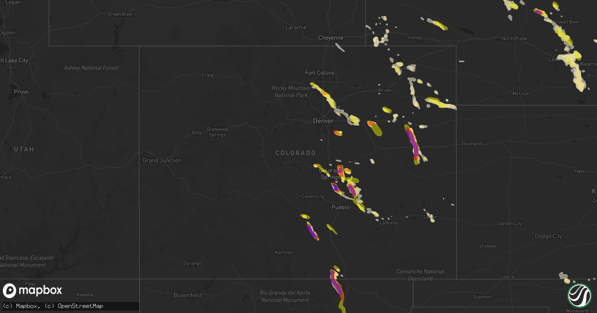 Hail map in Colorado on August 7, 2018