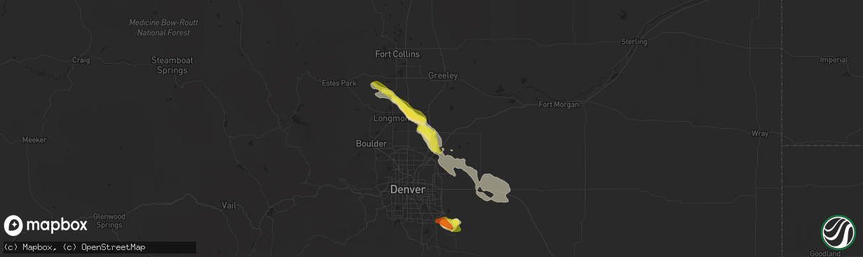 Hail map in Fort Lupton, CO on August 7, 2018