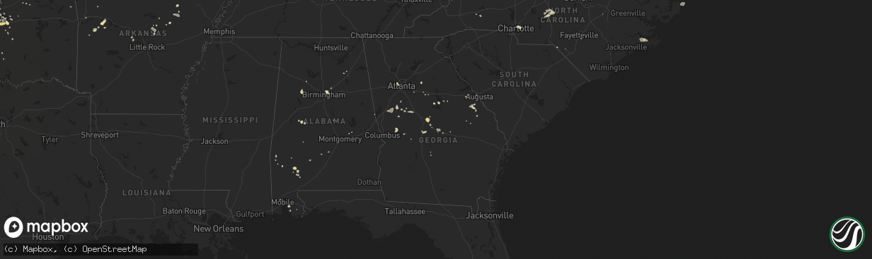 Hail map in Georgia on August 7, 2018