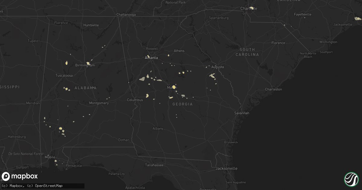 Hail map in Georgia on August 7, 2018