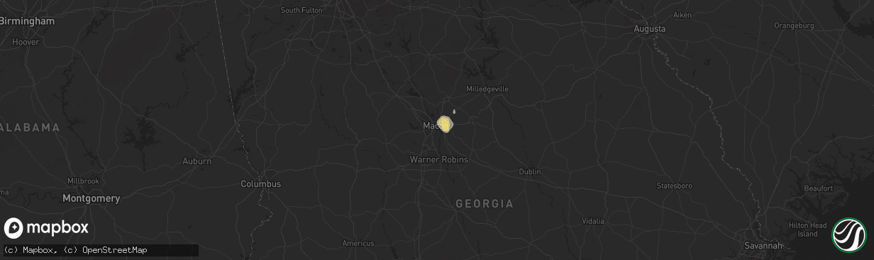 Hail map in Macon, GA on August 7, 2018