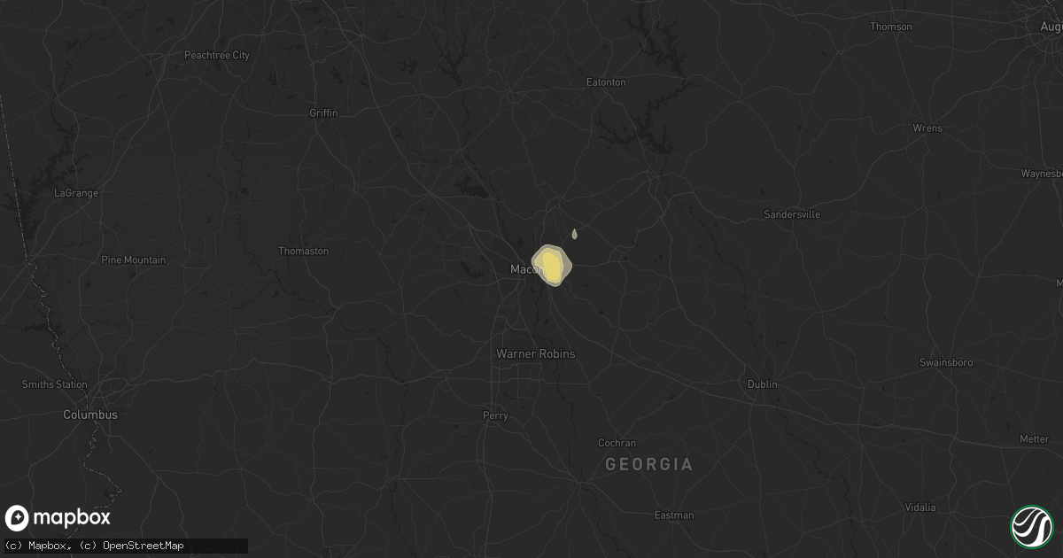 Hail map in Macon, GA on August 7, 2018
