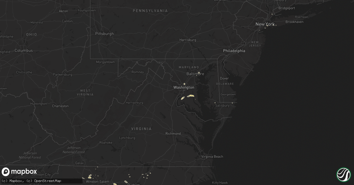 Hail map in Maryland on August 7, 2018