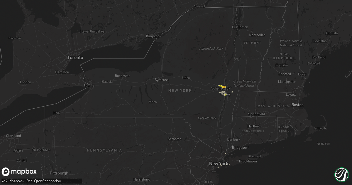 Hail map in New York on August 7, 2018