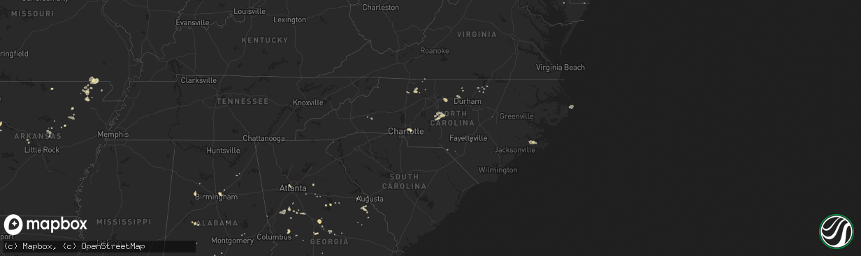 Hail map in North Carolina on August 7, 2018