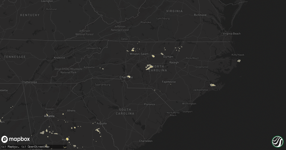 Hail map in North Carolina on August 7, 2018