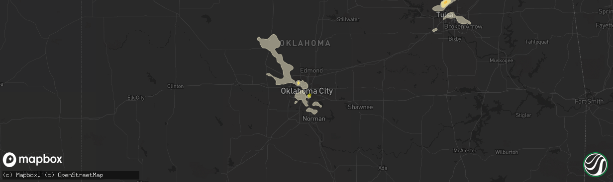 Hail map in Oklahoma City, OK on August 7, 2018