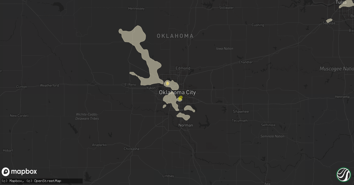 Hail map in Oklahoma City, OK on August 7, 2018