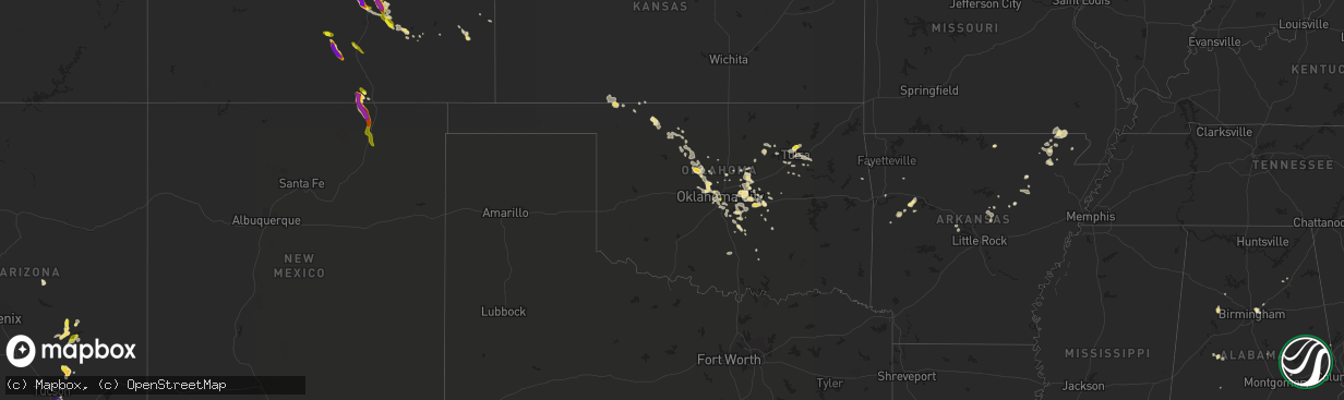 Hail map in Oklahoma on August 7, 2018